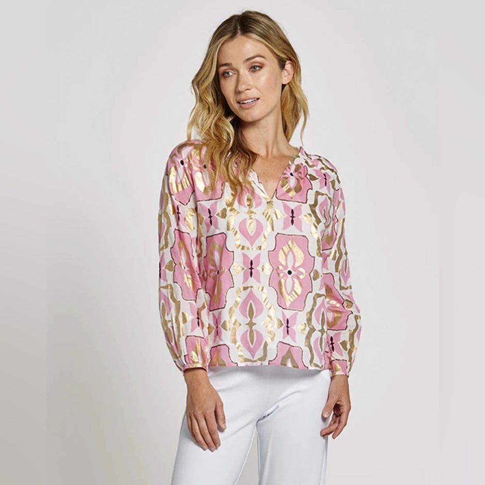Jude Connally Lilith Top pink gold top Blouse Size medium
